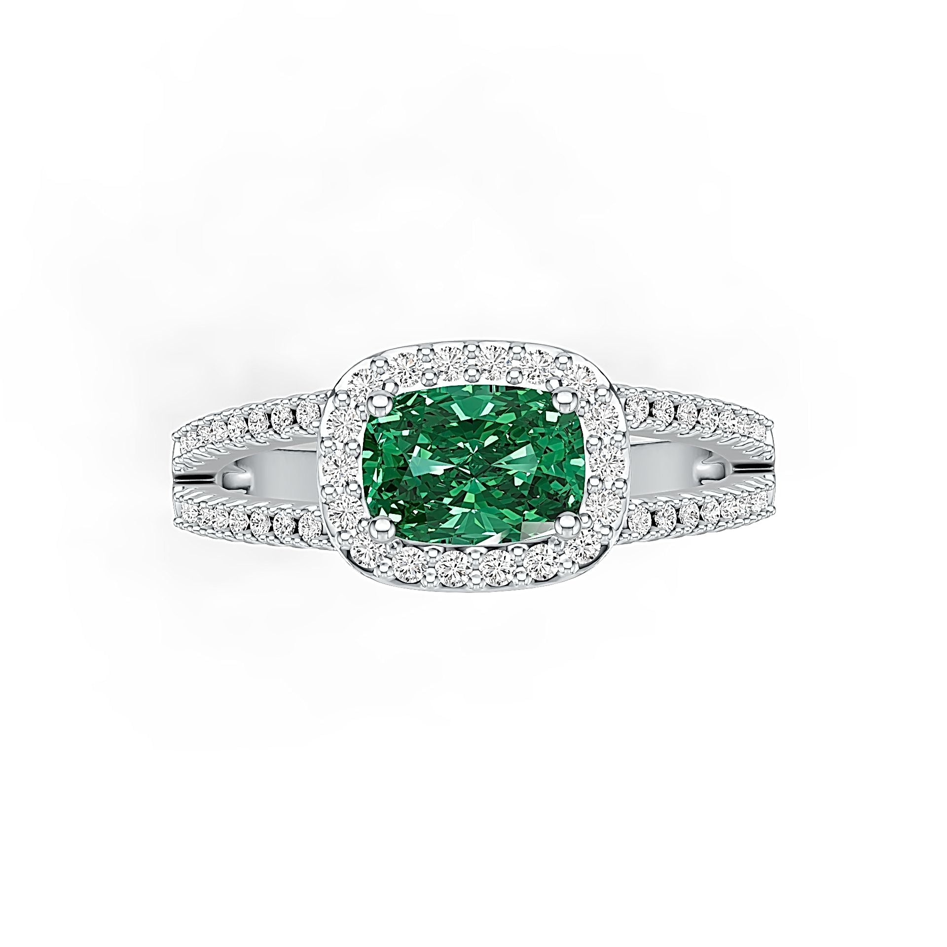 Sterling Silver Semi Mount Ring Setting Cushion CU 7x5mm Halo Split Shank Syzjewelry