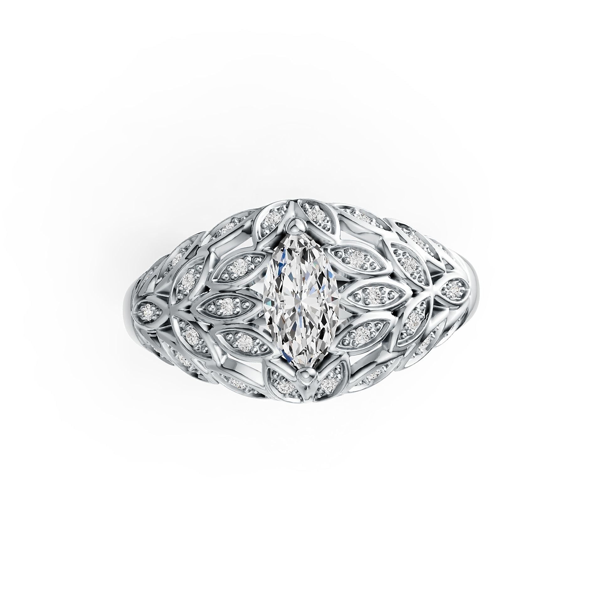 Sterling Silver Semi Mount Ring Setting Marquise MQ 9X4.5mm DHJ