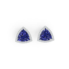 Sterling Silver Semi Mount Earrings Setting Trillion TR 11X11mm with White Topaz - Syzjewelry