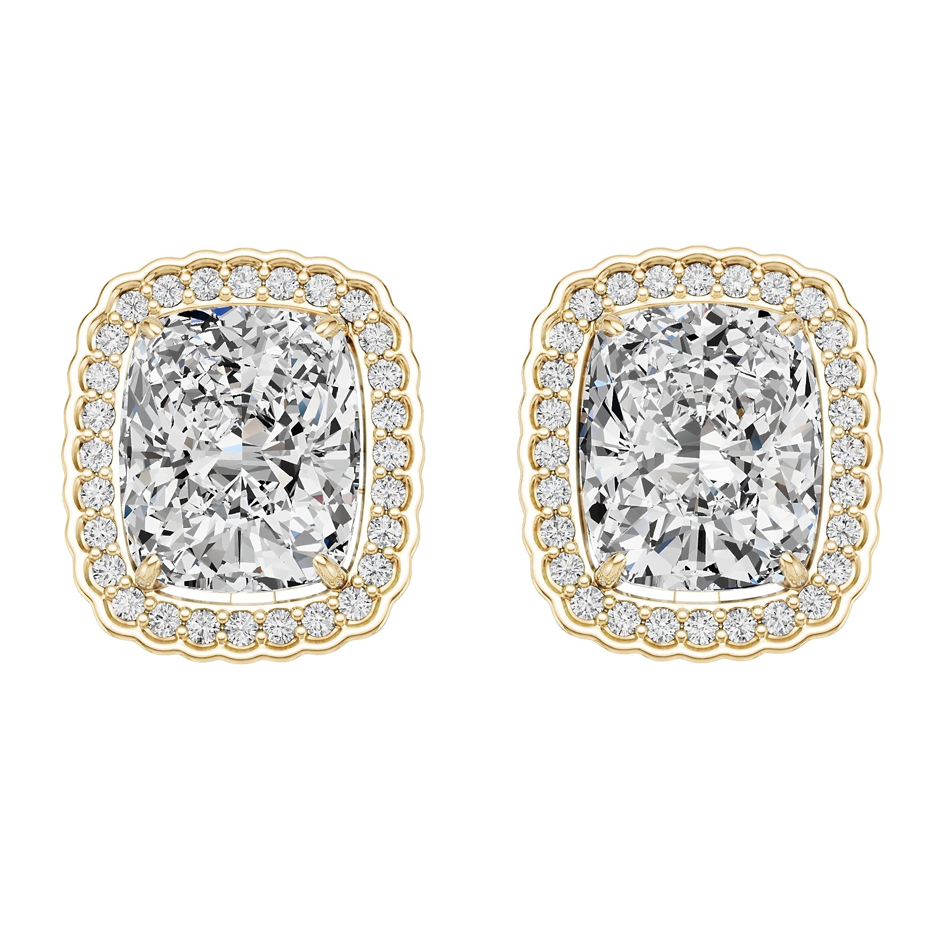 18K Gold Semi Mount Earrings Setting Round Ro 12x10mm Diamond Accent Syz Jewelry