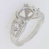 Platinum Semi Mount Ring Setting Cushion CU 8x8mm Pear PE 4x3mm Diamond Accent Syzjewelry