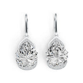 10K Gold Semi Mount Earrings Setting Pear PE 14X12mm Moissanite Accent DHJ