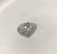Platinum Semi Mount Ring Setting Round RD 6x6mm RD 3.5mm Diamond Accent DHJ