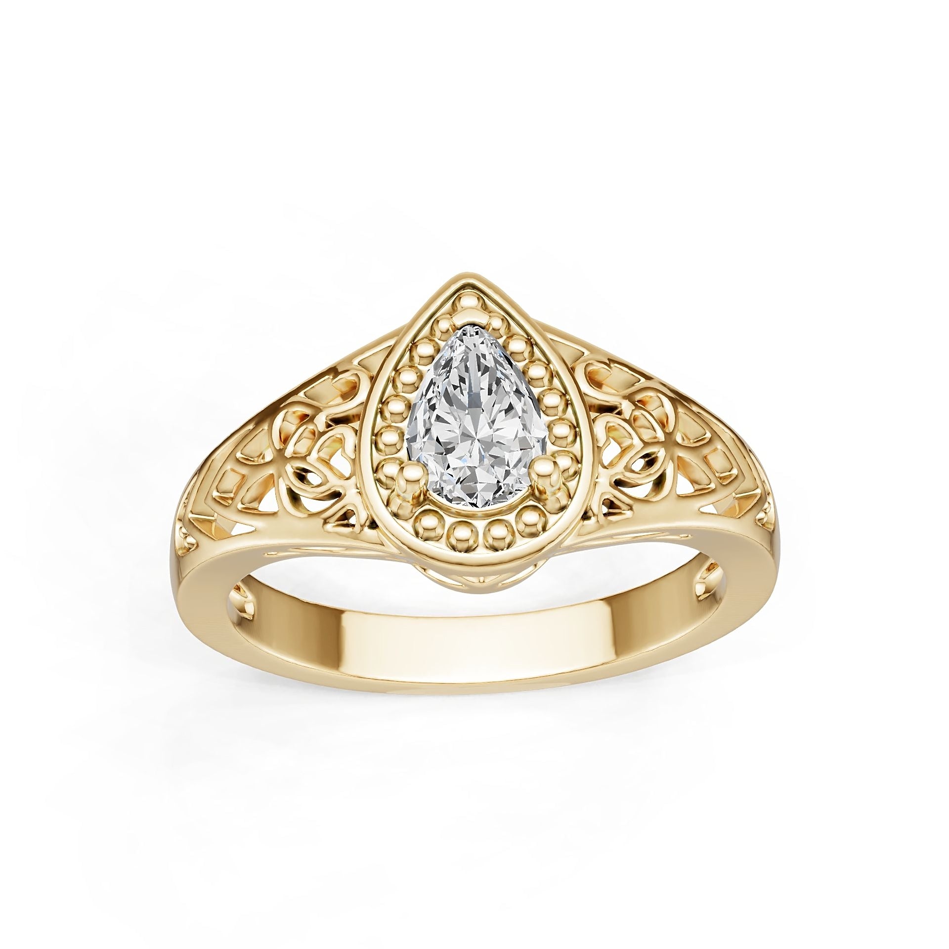 14K Gold Semi Mount Ring Setting Pear Pe 5x4mm Diamond Accent Syz Jewelry