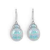 14K Gold Semi Mount Earrings Setting Oval OV 12X10mm RD 3X3mm Cabochon Diamond Accent DHJ