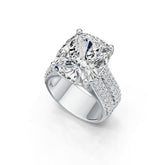 14K Gold Semi Mount Ring Setting Cushion CU 14X12mm Diamond Accent DHJ