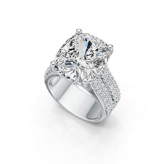 14K Gold Semi Mount Ring Setting Cushion CU 14X12mm Diamond Accent DHJ