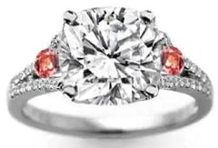 18K Gold Semi Mount Ring Setting Cushion CU 7x7mm White Topaz Diamond Accent DHJ