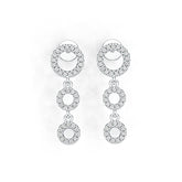 Sterling Silver Triple Circle Drop Dangle Earrings with White Topaz or Moissanite DHJ