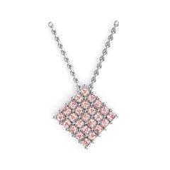 Sterling Silver Diamond-Shaped Cluster Pendant with White Topaz or Moissanite Syzjewelry