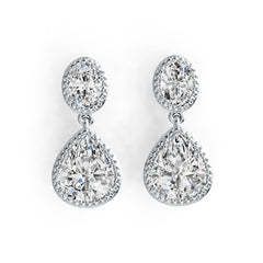 Sterling Silver Semi Mount Earrings Setting Pear PE 12X10mm OV 8X6mm DHJ