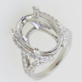 Platinum Semi Mount Ring Setting Oval OV 18x13mm Split Shank Diamond Accent Syzjewelry