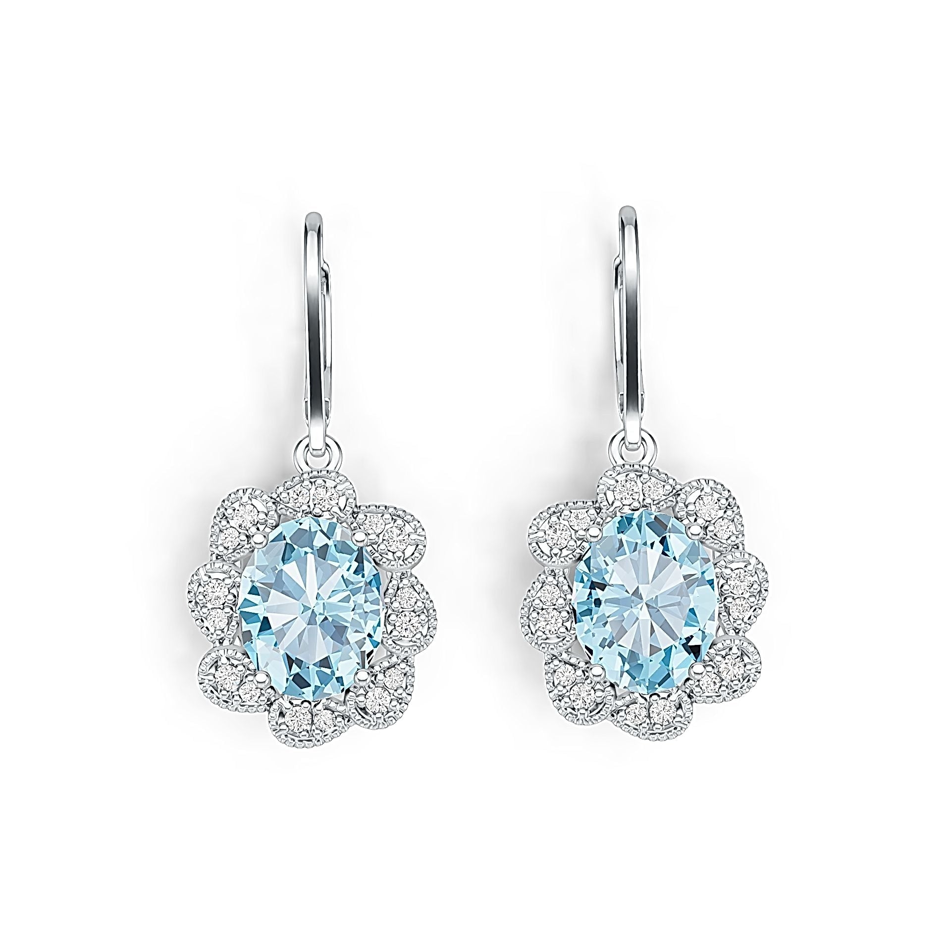 Platinum Semi Mount Earrings Setting Oval OV 10X8mm Diamond Accent DHJ