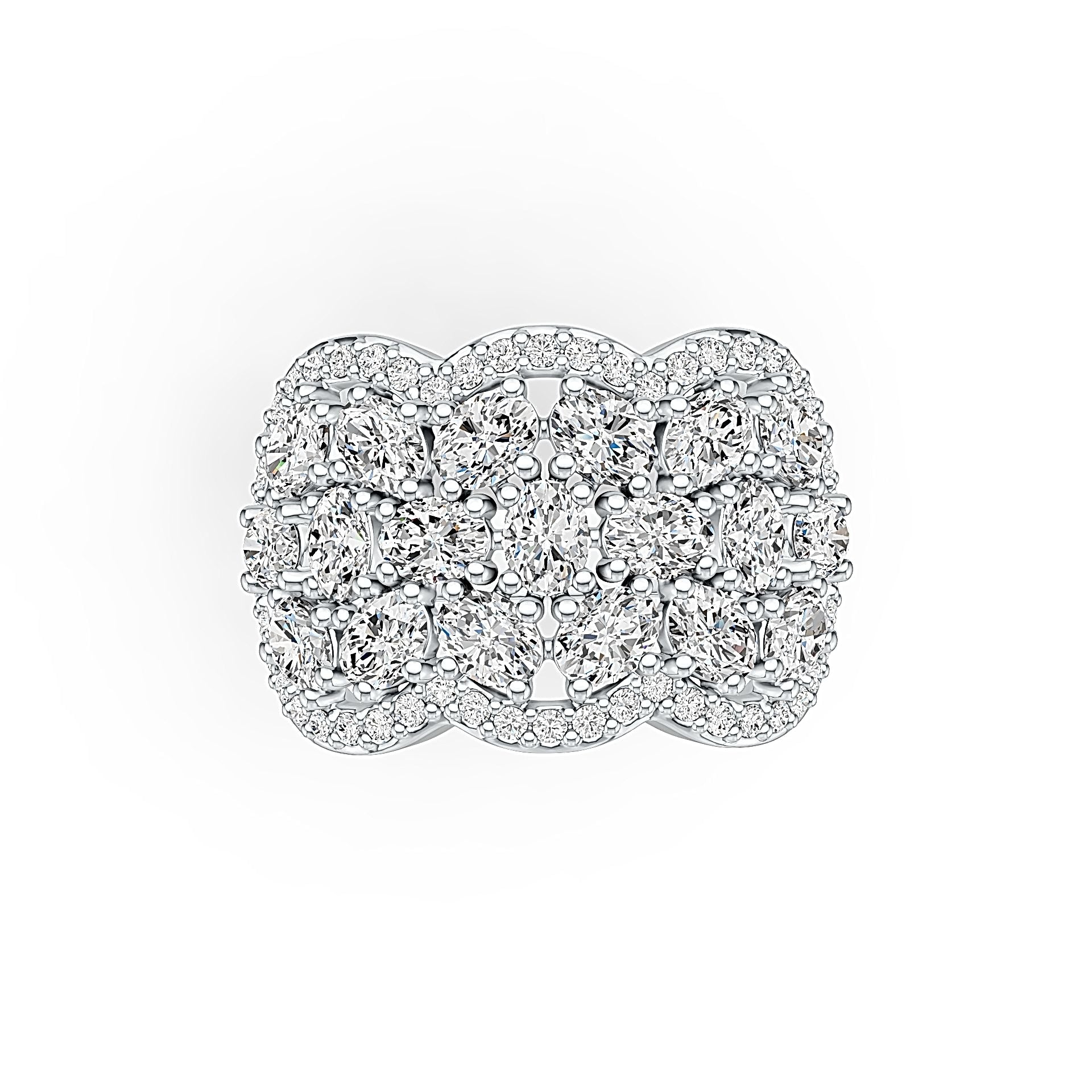 Sterling Silver Scalloped Cocktail Ring with White Topaz or Moissanite - Syzjewelry