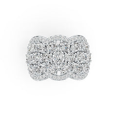 Sterling Silver Scalloped Cocktail Ring with White Topaz or Moissanite - Syzjewelry