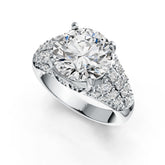 14K Gold Semi Mount Ring Setting Round RD 10.5mm Diamond Accent DHJ