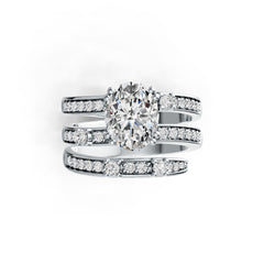 Sterling Silver Semi Mount Ring Setting Oval OV 9X7mm Triple-Band DHJ