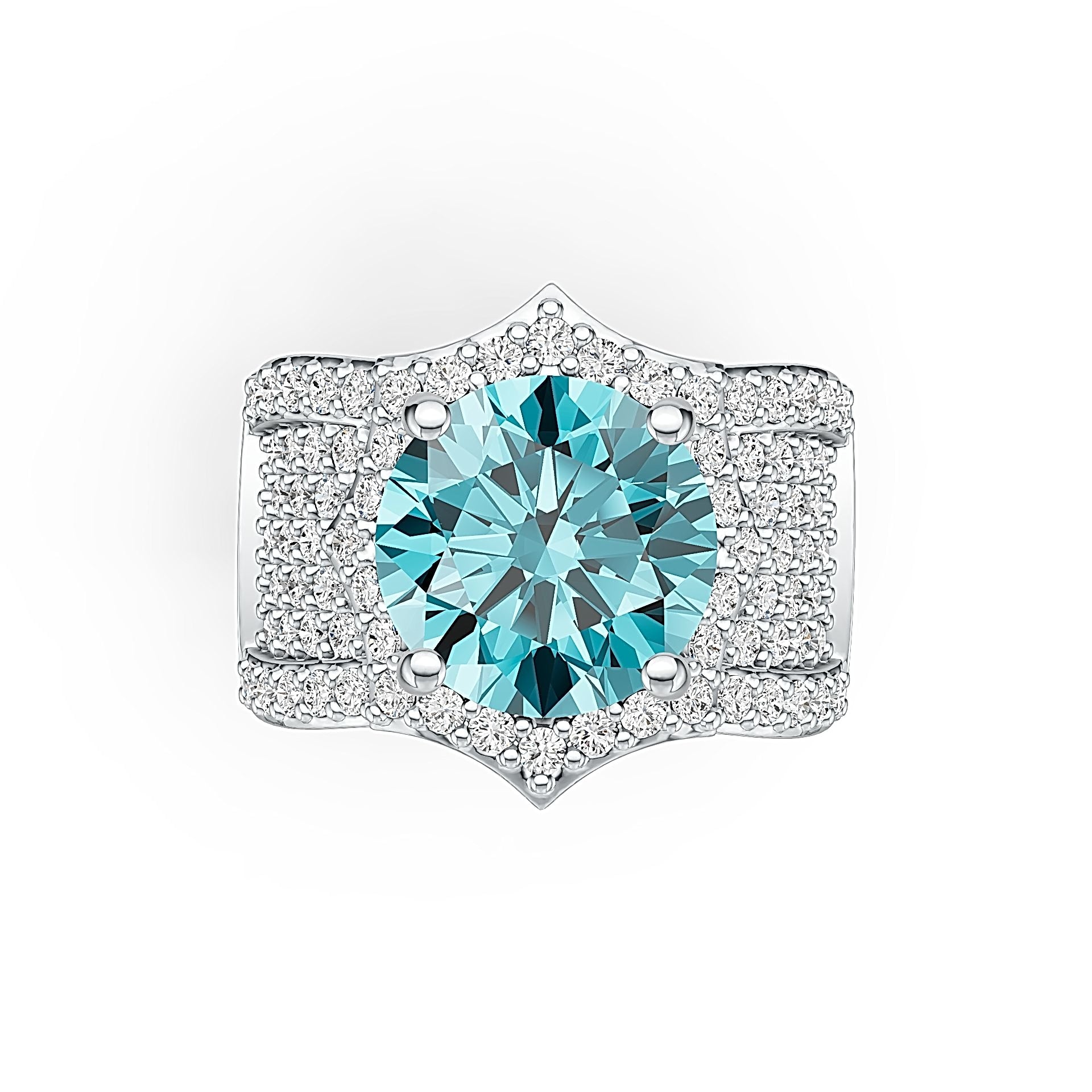 Sterling Silver Semi Mount Ring Setting Round RD 10x10mm with White Topaz or Moissanite DHJ