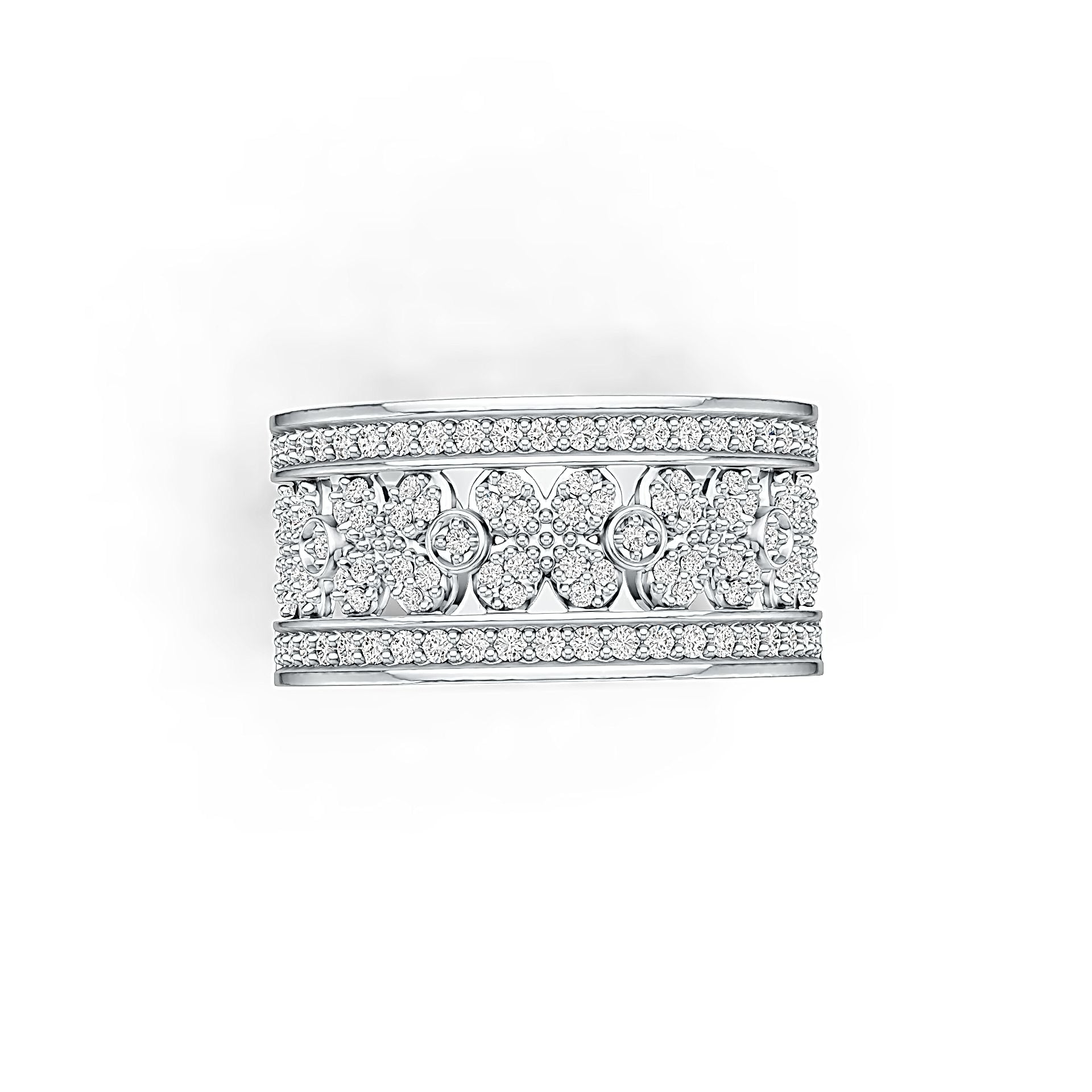 Sterling Silver Ring Multi-Row with White Topaz or Moissanite - Syzjewelry
