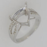 18K Gold Semi Mount Ring Setting Trillion TRI 12x12mm Split Shank Diamond Accent DHJ