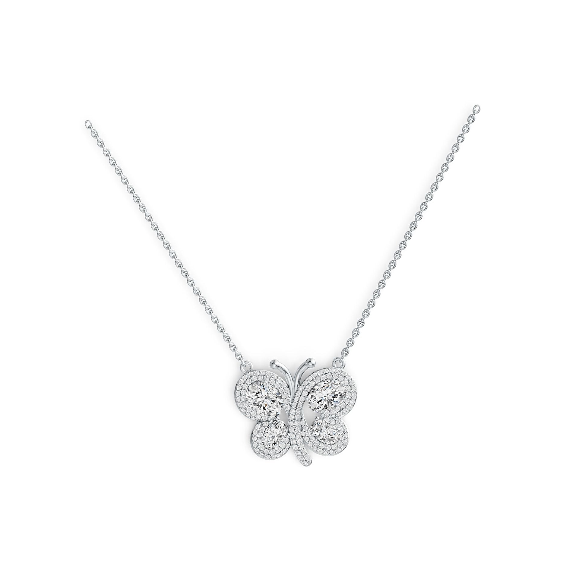 18K Gold Semi Mount Pendant Setting Oval OV 8X6mm OV 6X4mm Butterfly Theme Diamond Accent DHJ