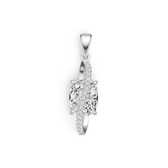 14K Gold Semi Mount Pendant Setting Cushion CU 10X8mm Diamond Accent DHJ