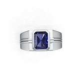 Men's Sterling Silver Semi Mount Ring Setting Emerald OCT 9X7mm DHJ