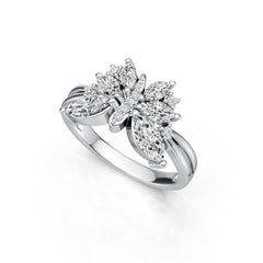 14K Gold Semi Mount Ring Setting Marquise MQ 8X4mm 6X3mm 5X2.5mm Butterfly Theme Diamond Accent DHJ