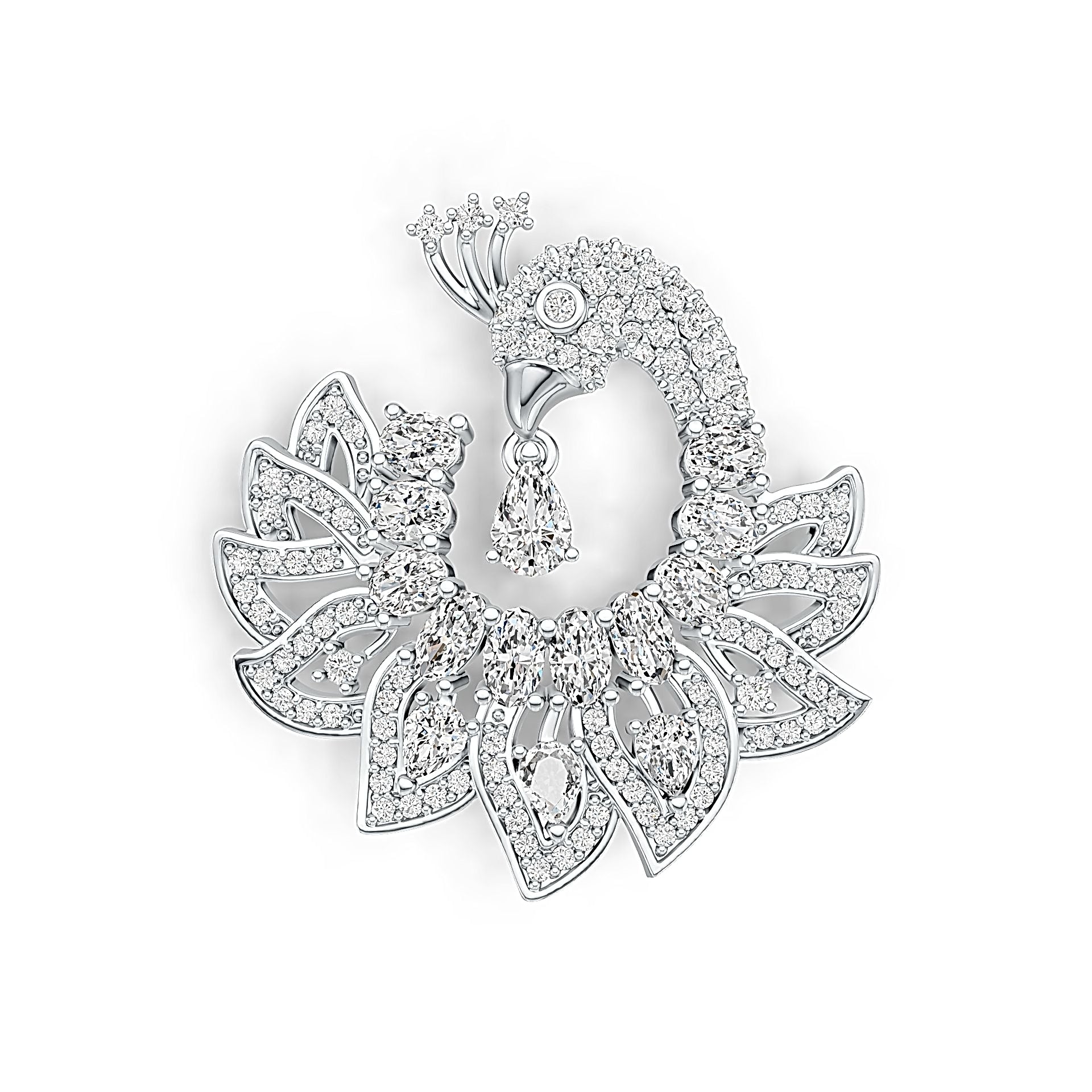 Sterling Silver Semi Mount Pendant Setting Pear PE 6x4mm Peacock Pendant DHJ