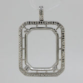 18K Gold Semi Mount Pendant Setting OCT 25x20mm Halo w/ Diamond Accent Syzjewelry