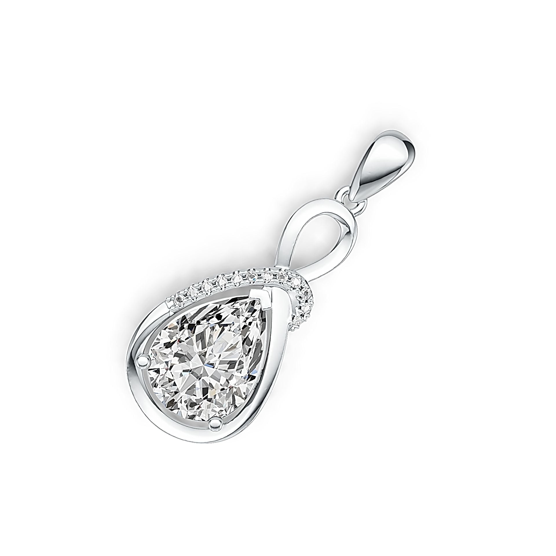 Sterling Silver Semi Mount Pendant Setting Pear PE 12.9x9.5mm W/ Topaz Syzjewelry