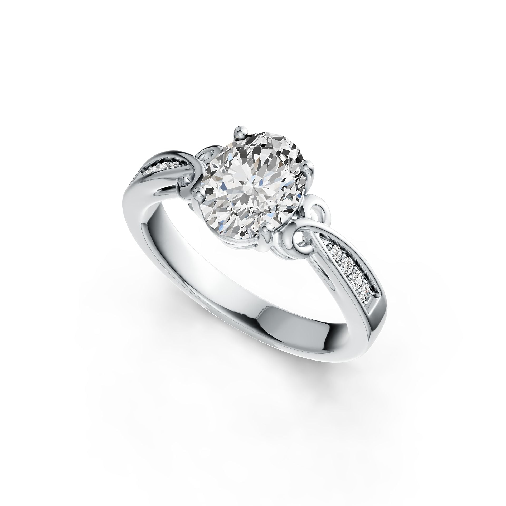 10K Gold Semi Mount Ring Setting Oval OV 9X7mm Solitaire with White Topaz Moissanite Accent DHJ