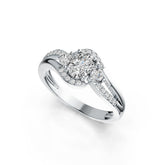 18K Gold Semi Mount Ring Setting Oval OV 7X5mm 3 Stones Bypass Ring Diamond Accent DHJ