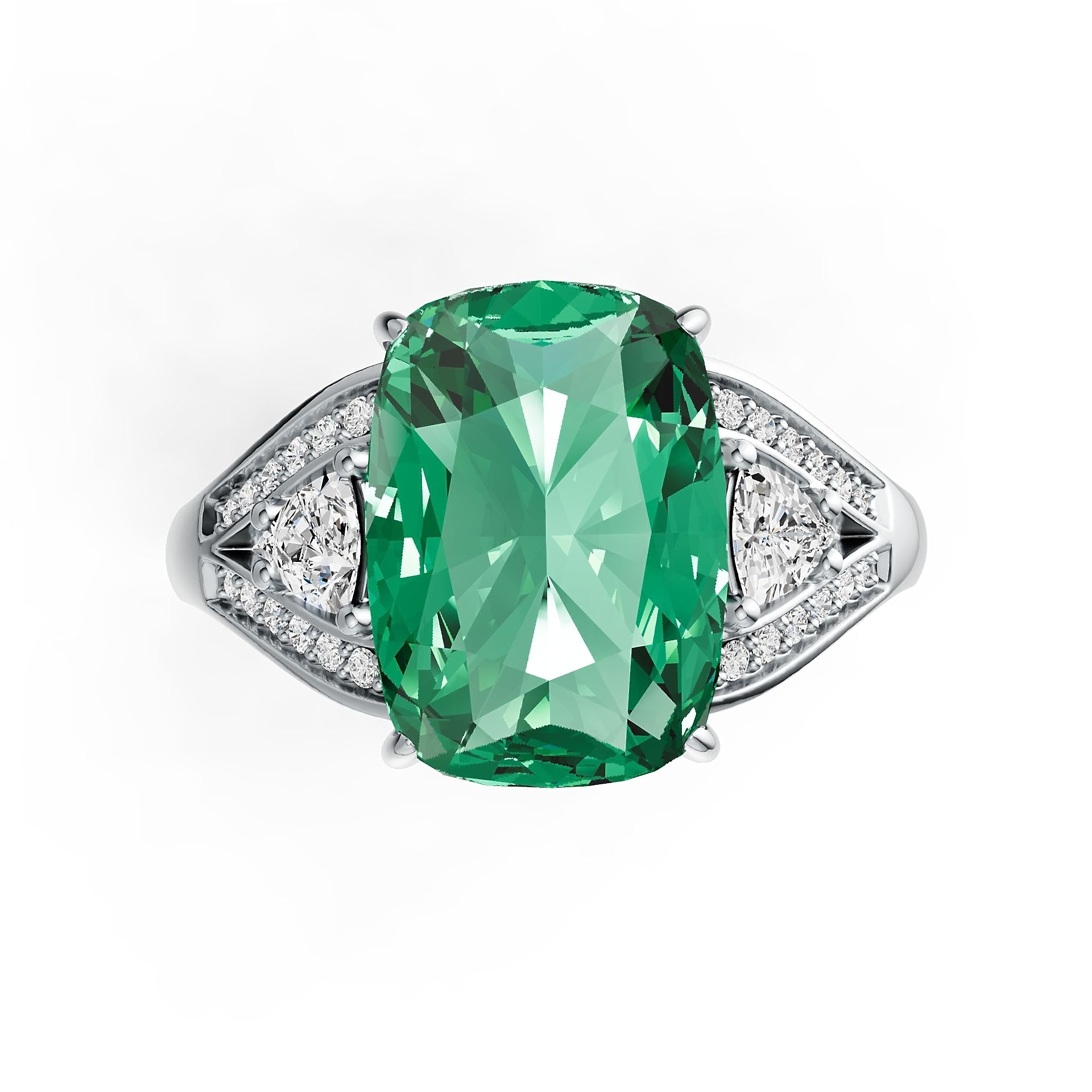 Sterling Silver Semi Mount Ring Setting Cushion CU 14X10mm TRI 4X4mm DHJ