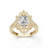 10K Gold Semi Mount Ring Setting Emerald Em 8x6mm Moissanite Accent Syz Jewelry