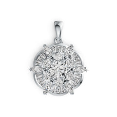 Platinum Semi Mount Pendant Setting Round RD 6x6mm with Diamond Accent DHJ