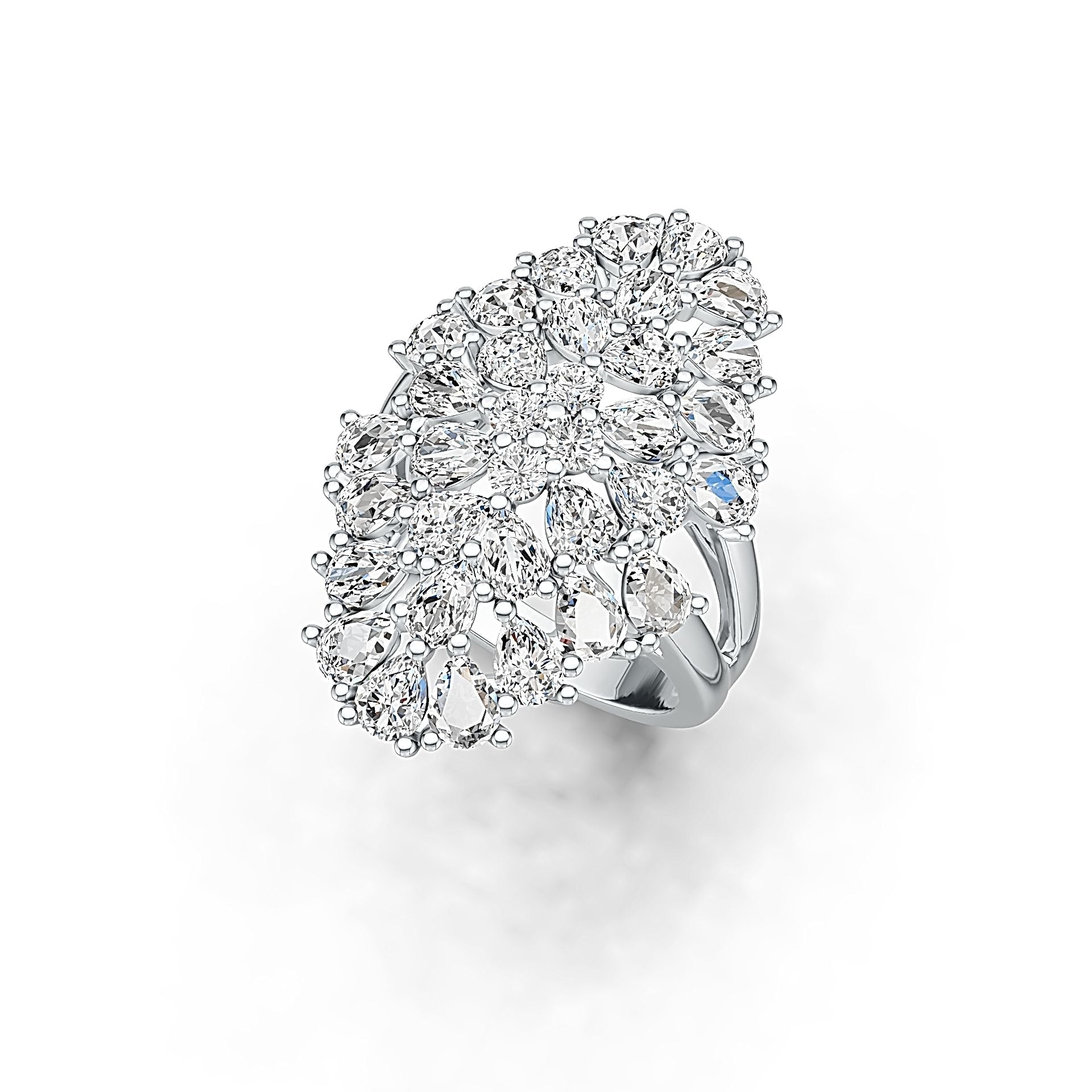14K Gold Semi Mount Ring Setting Pear PE 4X3mm Diamond Accent DHJ