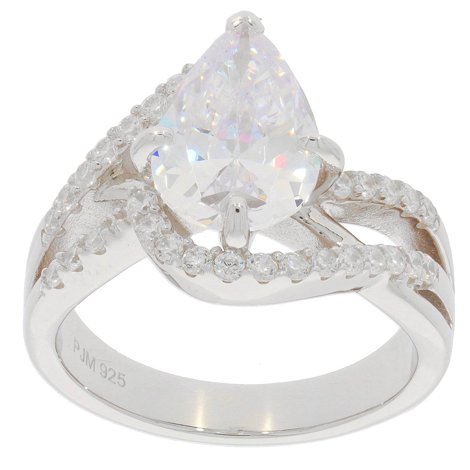 Platinum Semi Mount Ring Setting Pear PE 12X8mm Bypass Split Shank Diamond Accent Syzjewelry