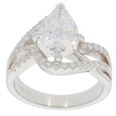 Platinum Semi Mount Ring Setting Pear PE 12X8mm Bypass Split Shank Diamond Accent Syzjewelry