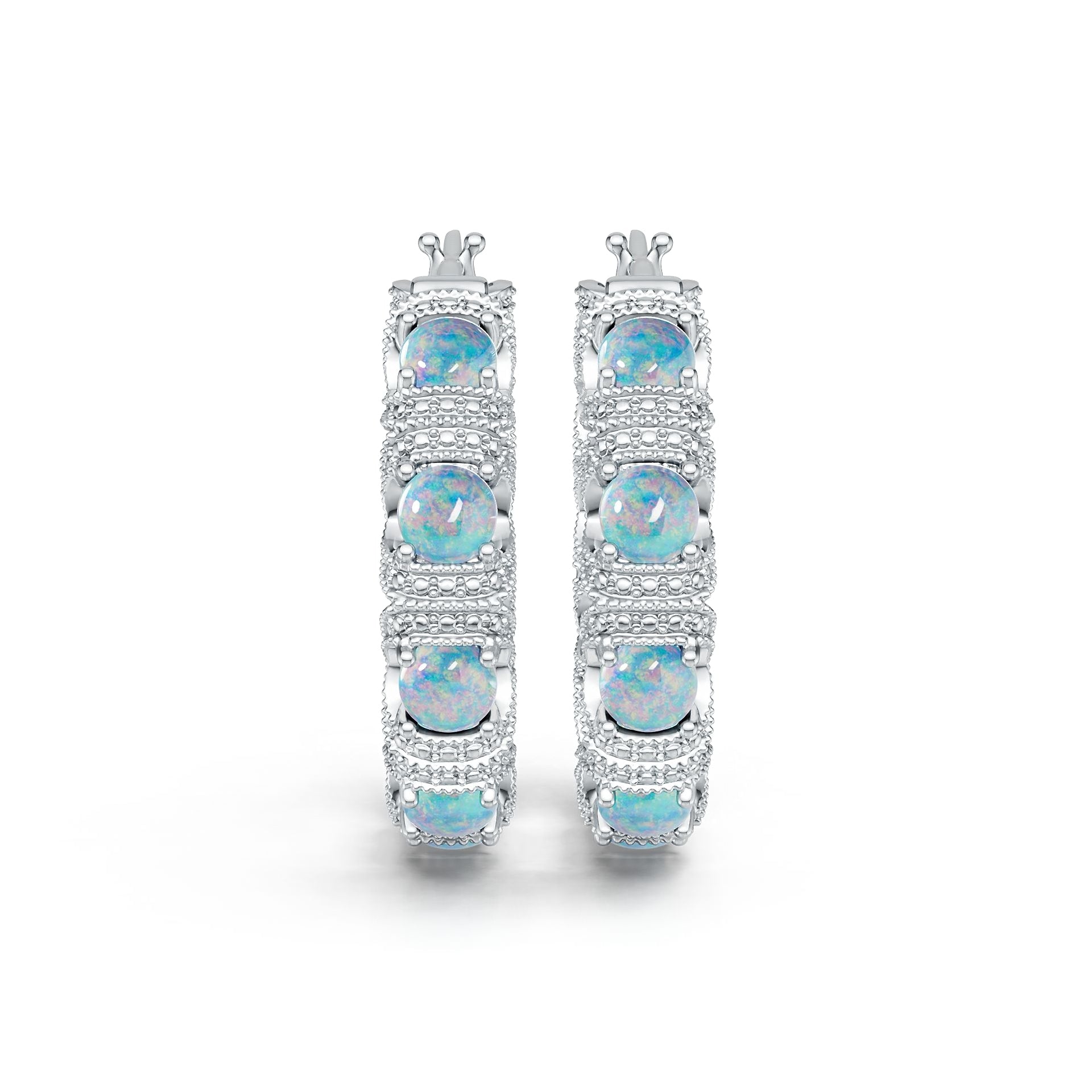 Sterling Silver Semi Mount Earrings Setting Round RD 5x5mm Cabochon DHJ