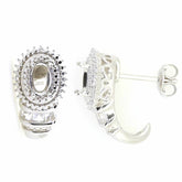 10K Gold Luxury Style Double Halo Semi Mount Earrings Setting Oval OV 6X4mm Moissanite Accent Syzjewelry