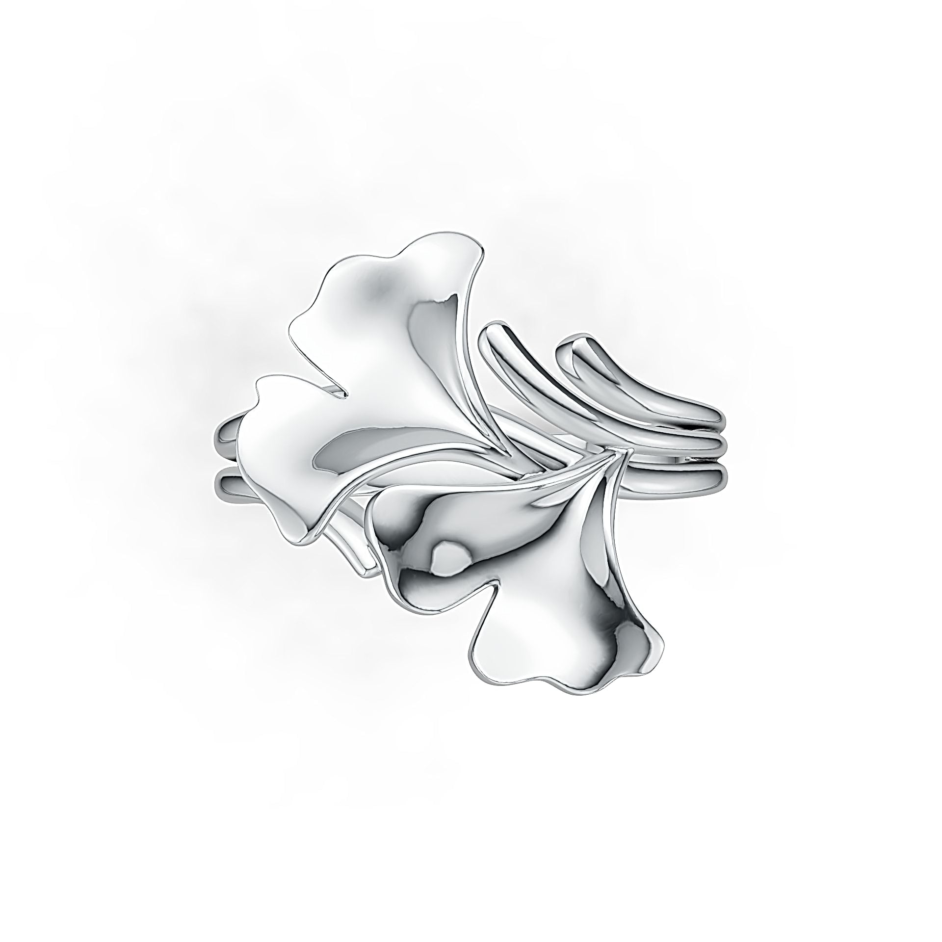 Sterling Silver Semi Mount Ring Setting Gingko Leaf Ring DHJ