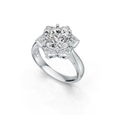 10K Gold Semi Mount Ring Setting Round RD 9.5mm with Flower Theme Moissanite Accent DHJ