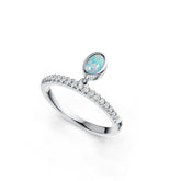 Platinum Semi Mount Ring Setting Oval OV 6X4mm Full Bezel Cabochon Diamond Accent DHJ