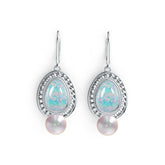 Sterling Silver Semi Mount Earrings Setting Round RD 7.5mm OV Cab 12X8mm DHJ