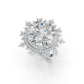 Platinum Semi Mount Ring Setting Round RD 15mm Double Halo Diamond Accent DHJ