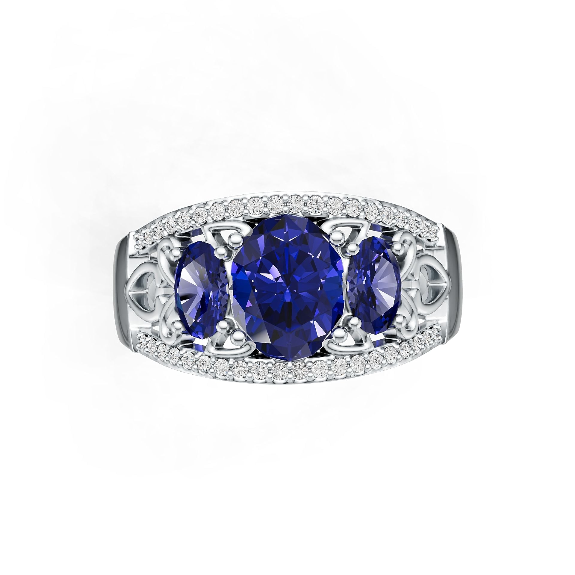 14K Gold Semi Mount Ring Setting Round Ro 5x7mm Diamond Accent Syz Jewelry