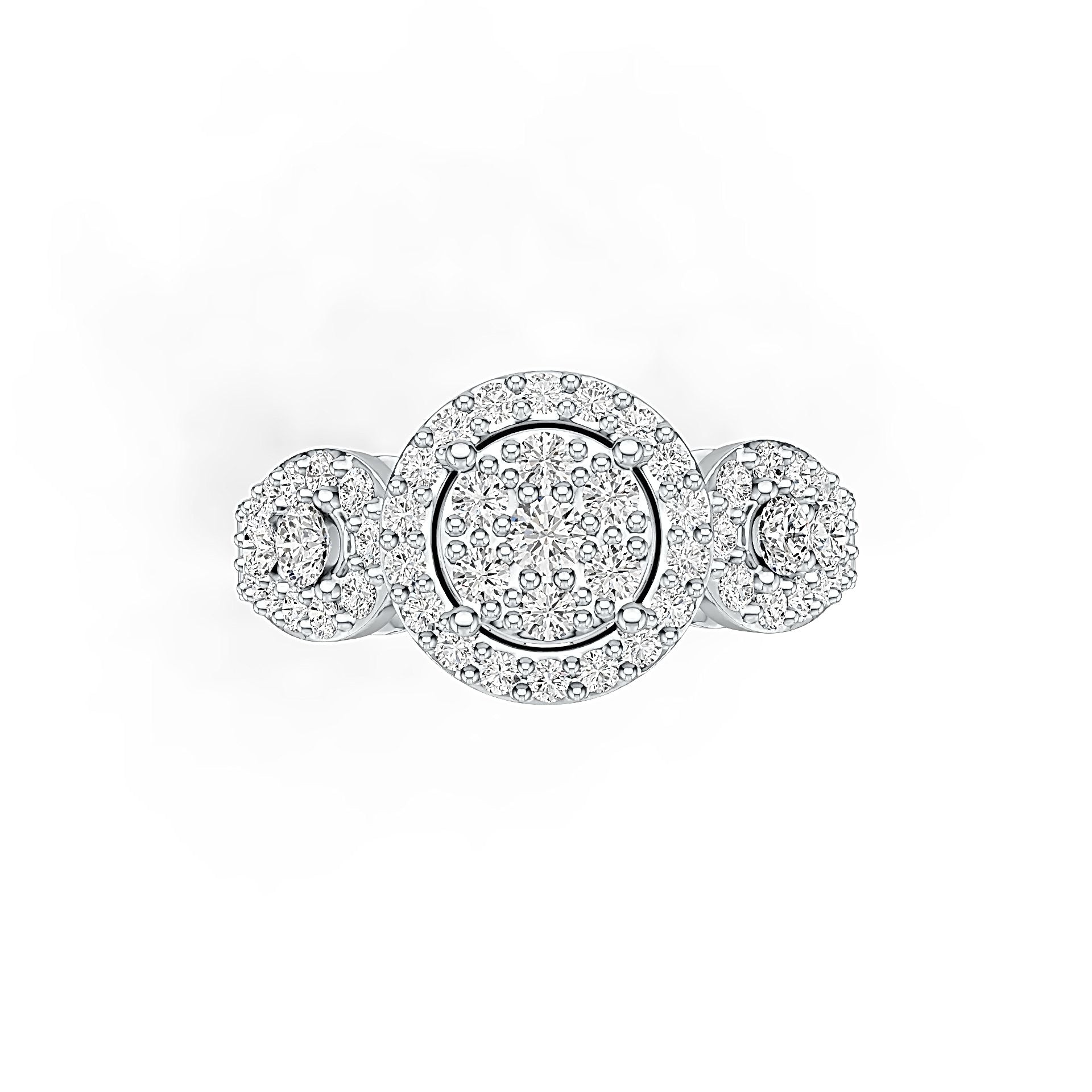 Sterling Silver Cluster Engagement Ring with White Topaz or Moissanite DHJ