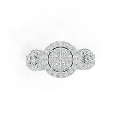 Sterling Silver Cluster Engagement Ring with White Topaz or Moissanite DHJ