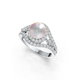 14K Gold Semi Mount Ring Setting Round RD 8.5mm Diamond Accent DHJ